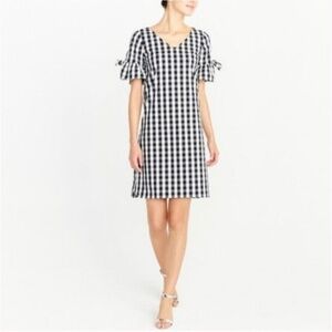 Women’s J. Crew Gingham Checkered Black White Mini Dress XXS